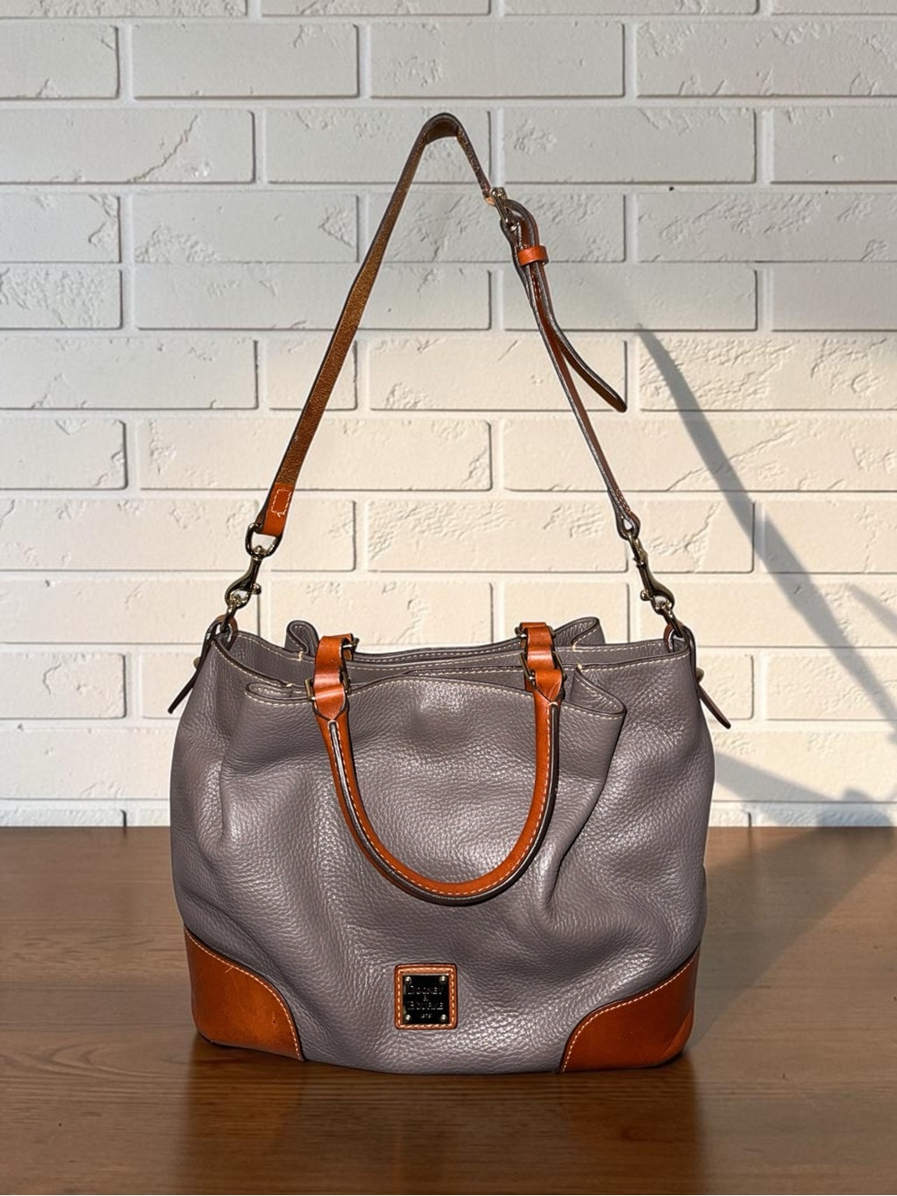 Dooney & Bourke Brenna Satchel in Gray Pebble Leather